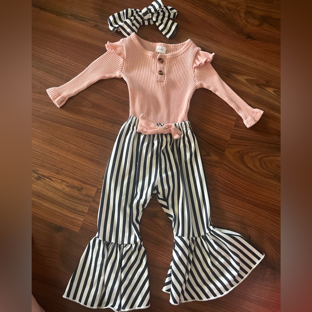 Pink and Black Striped Kids Bottoms